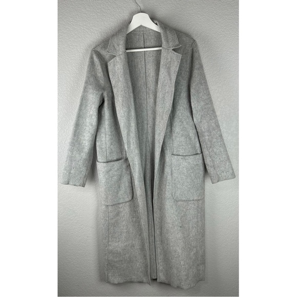 Mango Suit Grey Wool Blend Long Lined Jacket, size Small - Picture 3 of 12